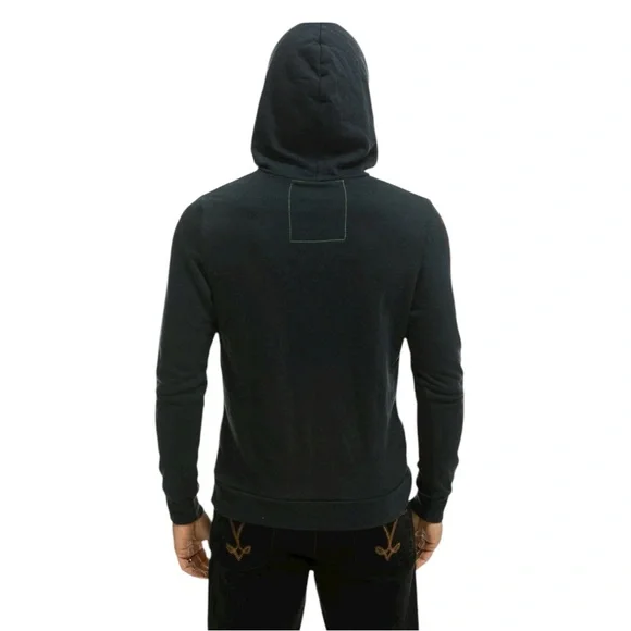 AVIATOR MEN’S NATION RELAXED PULLOVER CHARCOAL HOODIE SZ L - Picture 4 of 13